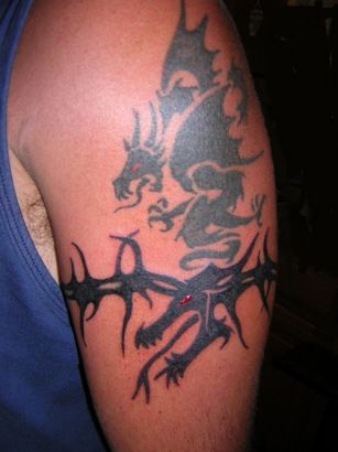 Tribal Black Dragon Arm Tats